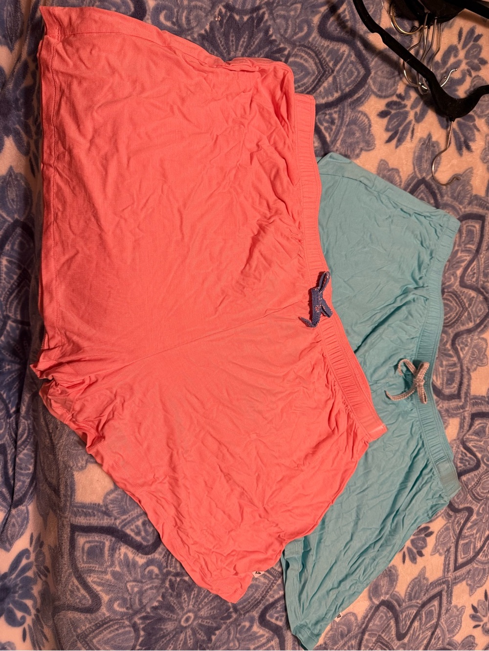 Soft Cotton Lounge Shorts - Coral and Aqua (Set of 2) size XL NEW